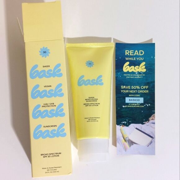 Bask Vegan Broad Spectrum Sheer Moisturizing Sunscreen SPF 30 Lotion 3.4 oz NWT - Picture 6 of 13